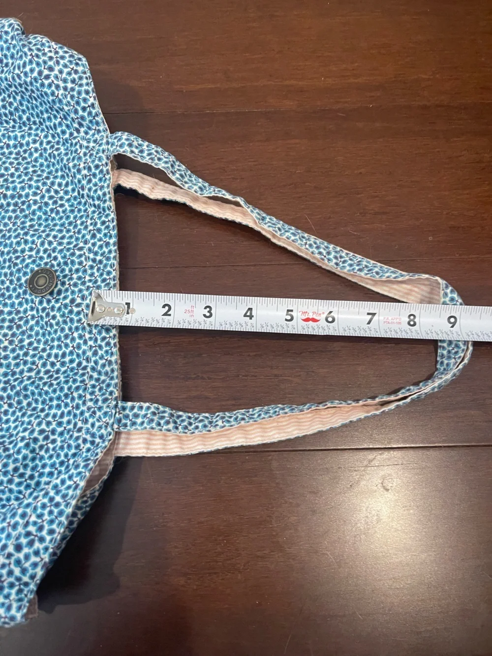 gap reversible blue floral/ pink and white stripe cotton tote